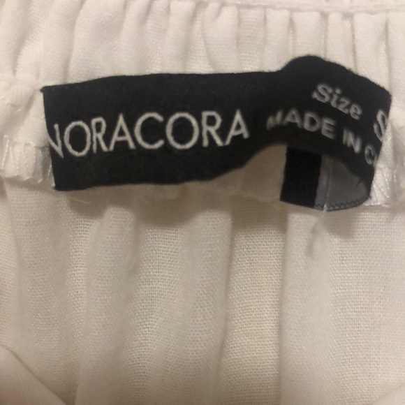 NORACORA white prarie like dress. Size Small. Ribbed at neck. - Picture 4 of 8